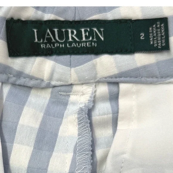 Lauren Ralph Lauren Gingham Shorts Blue White Size 2 Cuffed NWT - Picture 3 of 9